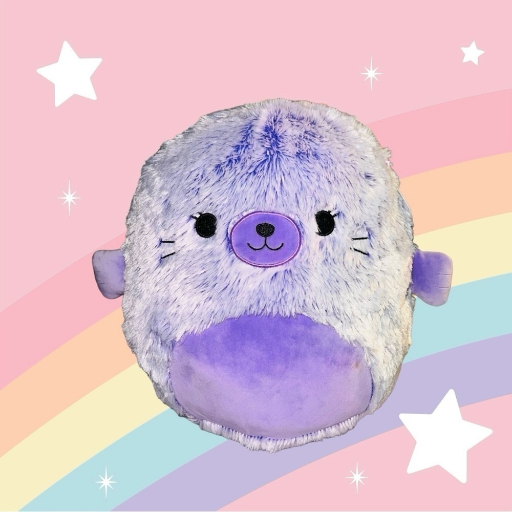 Squishmallow 12" Ellen Seal FuzzAMallow  Plush Tag attached Purple
